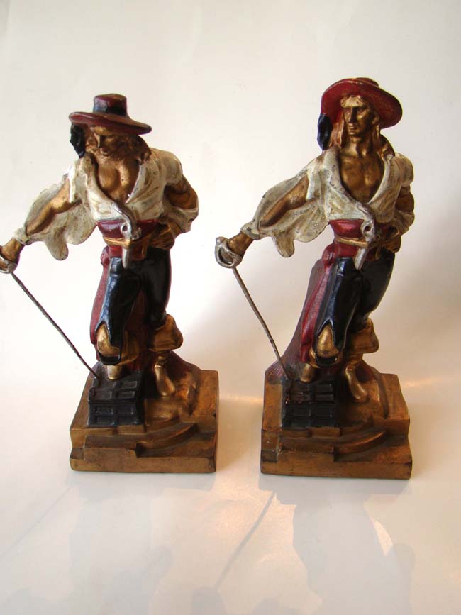 A pair of Piarate bookends circa 1928 by the Armor Bronze Co.